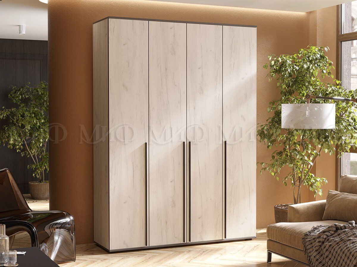 

Шкаф 4-х ств. Норд Крафт белый, Бежевый, Шкаф распашной_Wardrobe 4 st. Nord Craft white_Фабрика МИФ