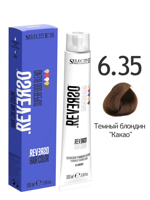 фото Краска для волос selective professional reverso hair color темный блондин какао 6.35 100мл