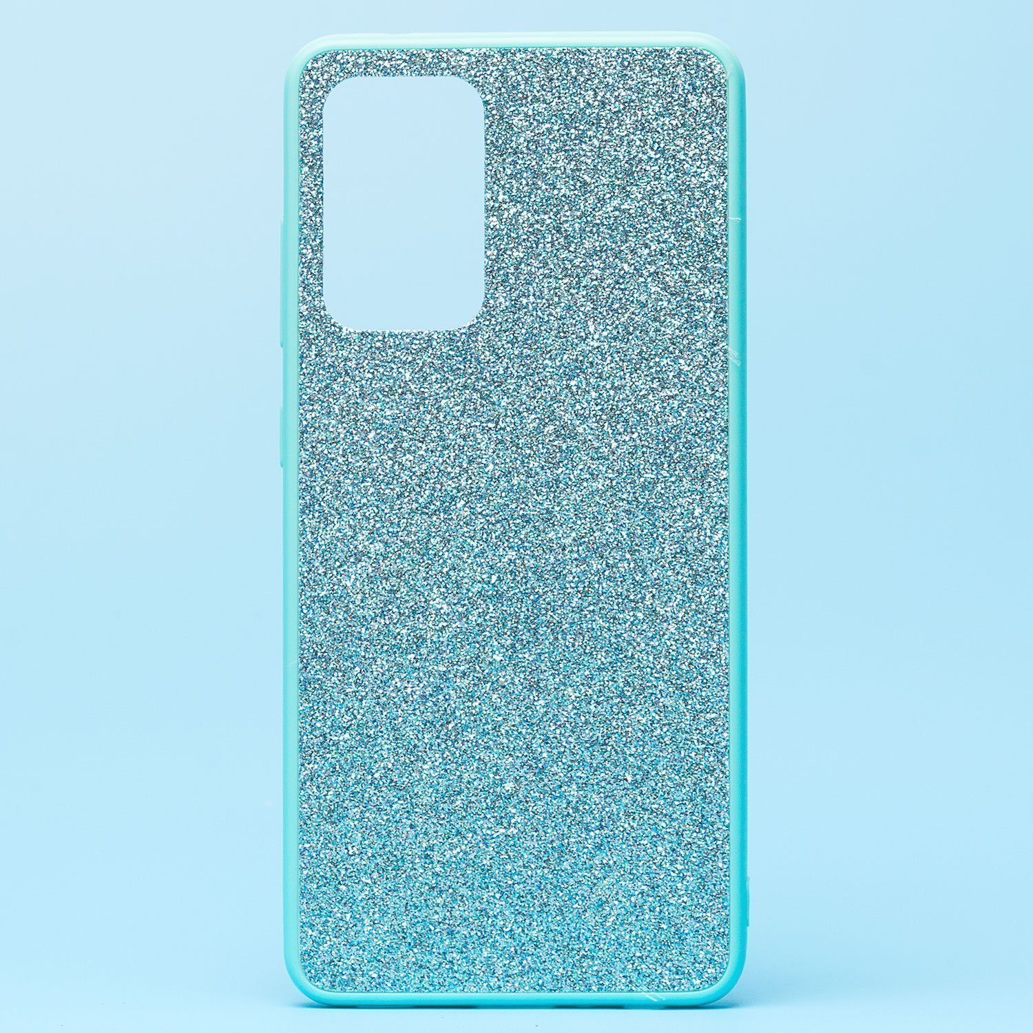 Чехол Samsung SM-A725F (Galaxy A72) пластиковый с блестками <голубой>