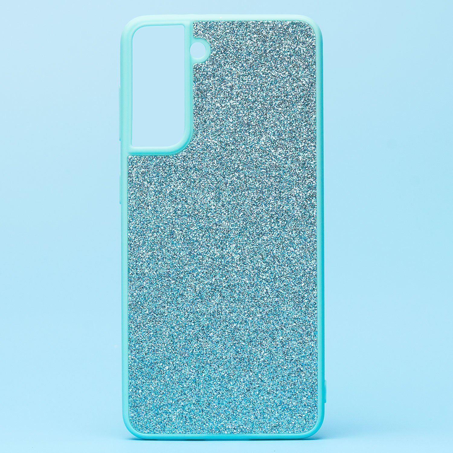 фото Чехол samsung sm-g991b (galaxy s21) пластиковый с блестками <голубой> promise mobile