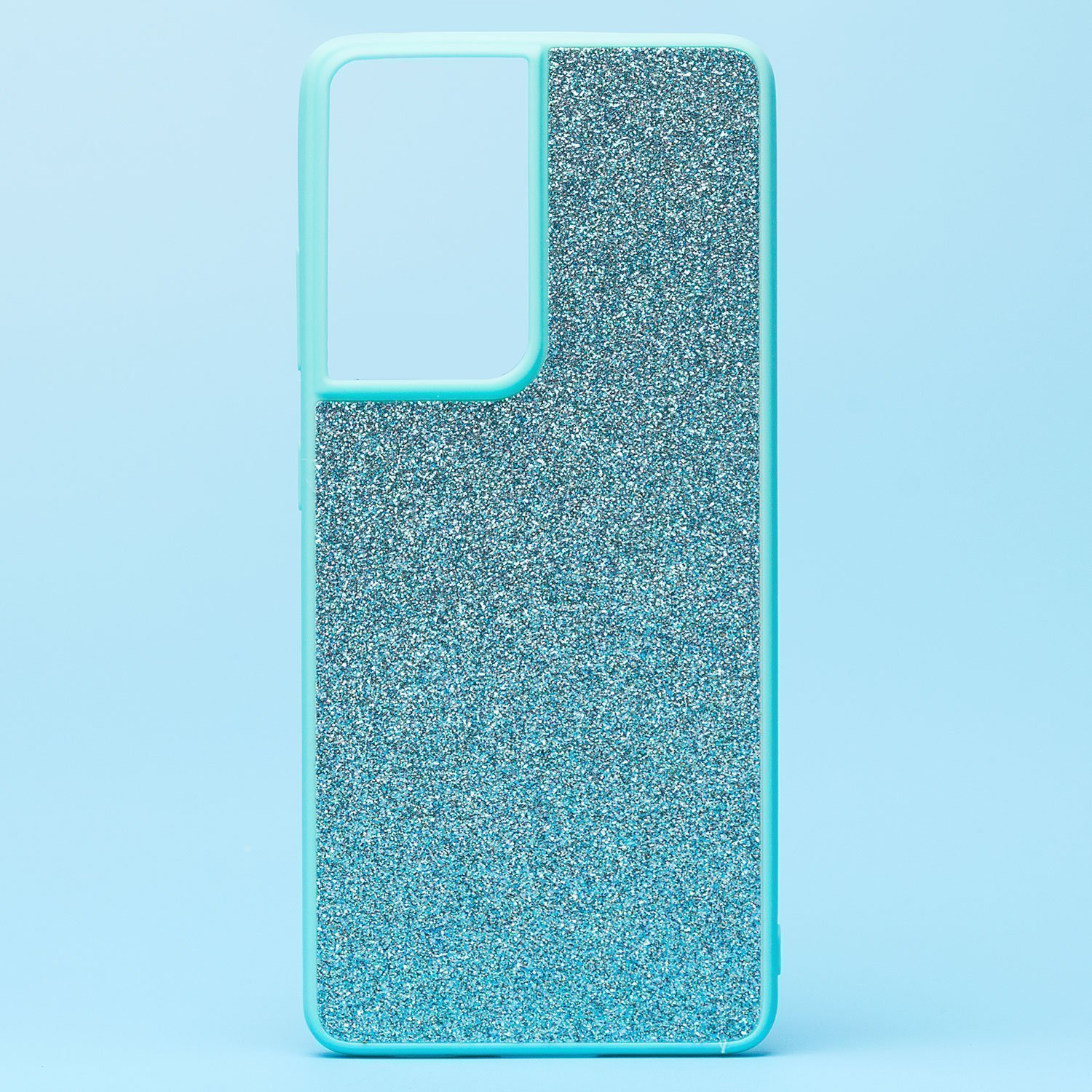 

Чехол Samsung SM-G998B (Galaxy S21 Ultra) пластиковый с блестками <голубой>