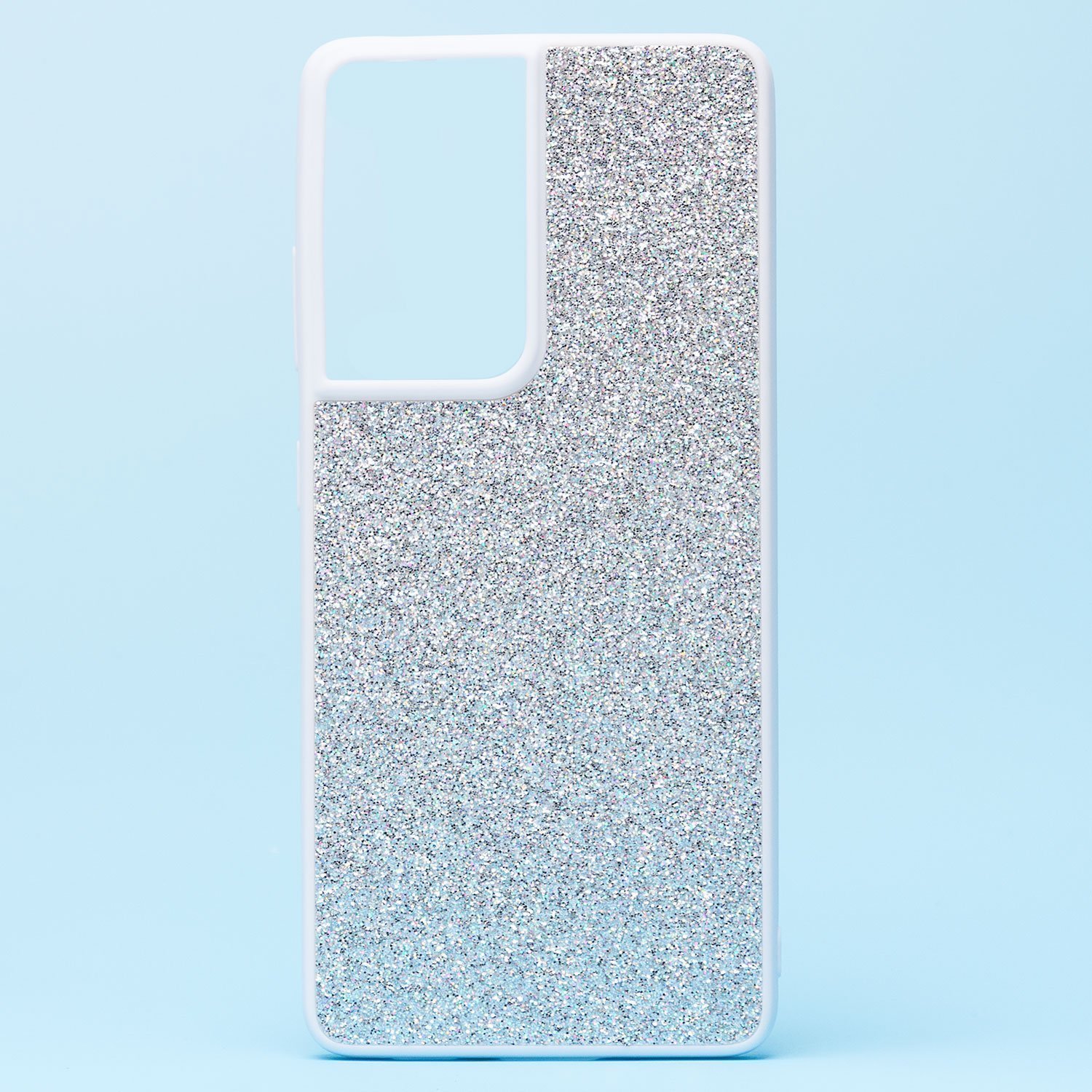 

Чехол Samsung SM-G998B (Galaxy S21 Ultra) пластиковый с блестками <белый>