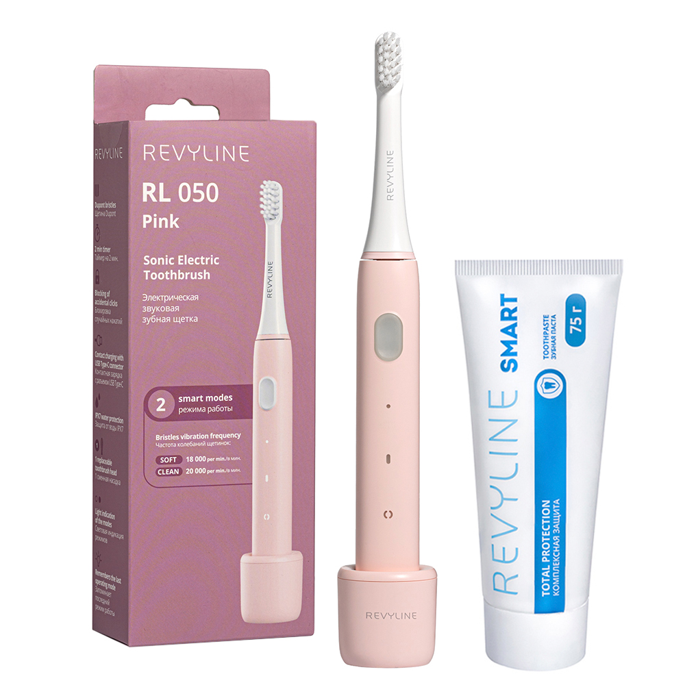 Электрическая зубная щетка Revyline RL050+ зубная паста розовый электрическая зубная щетка revyline rl050 зубная паста серый