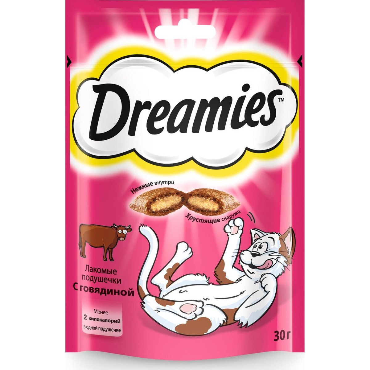 фото Лакомство для кошек dreamies подушечки с говядиной, 30 г (10 шт)