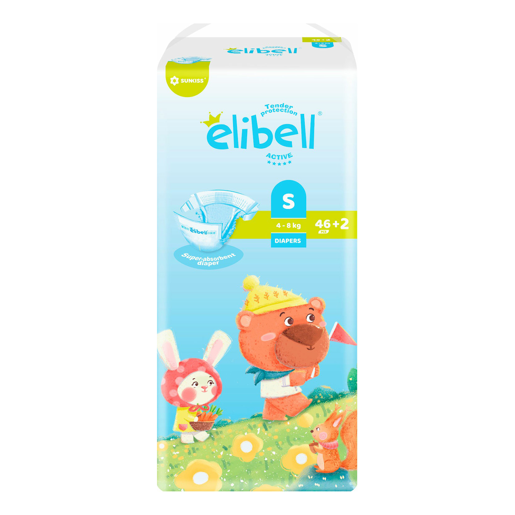 Подгузники Elibell Active S (4-8 кг) 48 шт