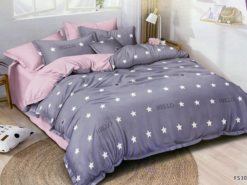 фото Комплект постельного белья "марсель home collection" евро, 2-спальное сиреневый (звезды) nobrand