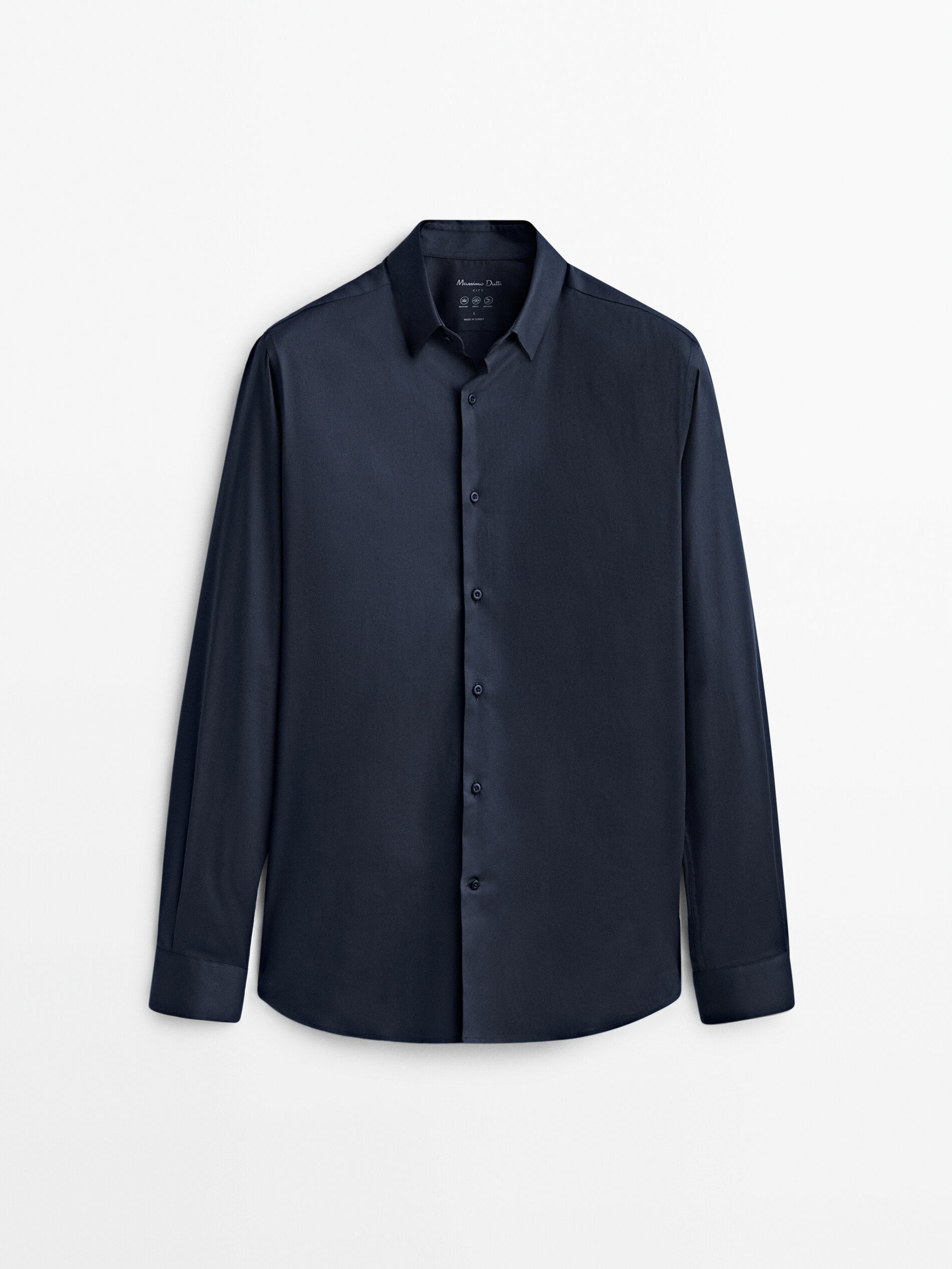 

Рубашка мужская Massimo Dutti 00166380407 синяя S, 00166380407