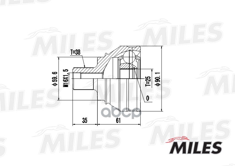 

Шрус Аudi 100 1.8-2.4D 82-90 Нар. MILES ga20002