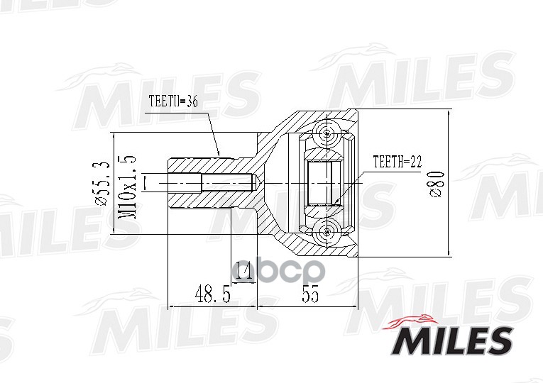 

Шарнирный Комплект, Приводной Вал Miles ga20208