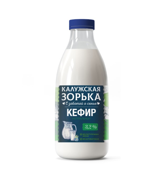 Кефир Калужская зорька 3,2%, 930 г