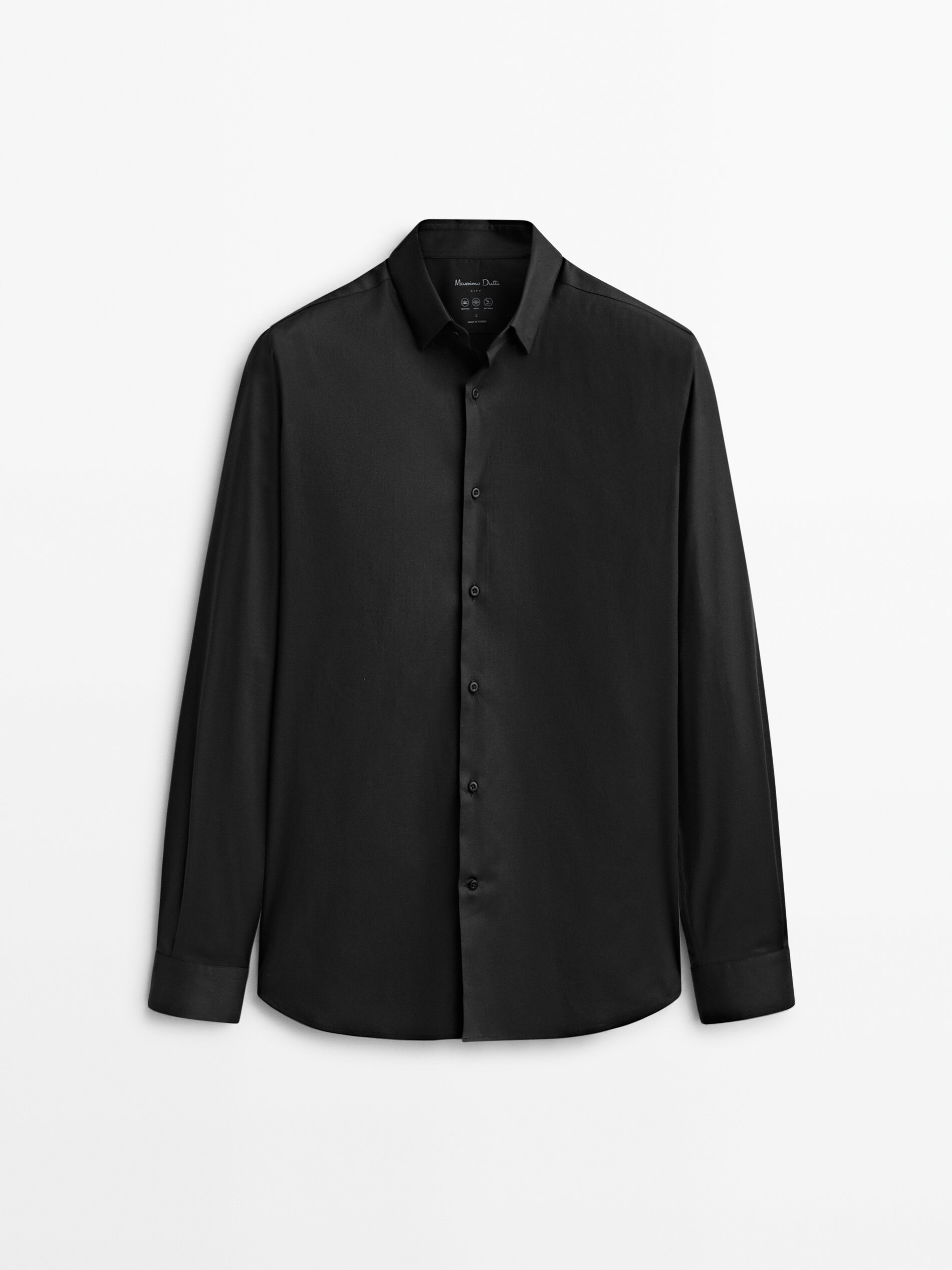 

Рубашка мужская Massimo Dutti 00166380800 черная 2XL, 00166380800