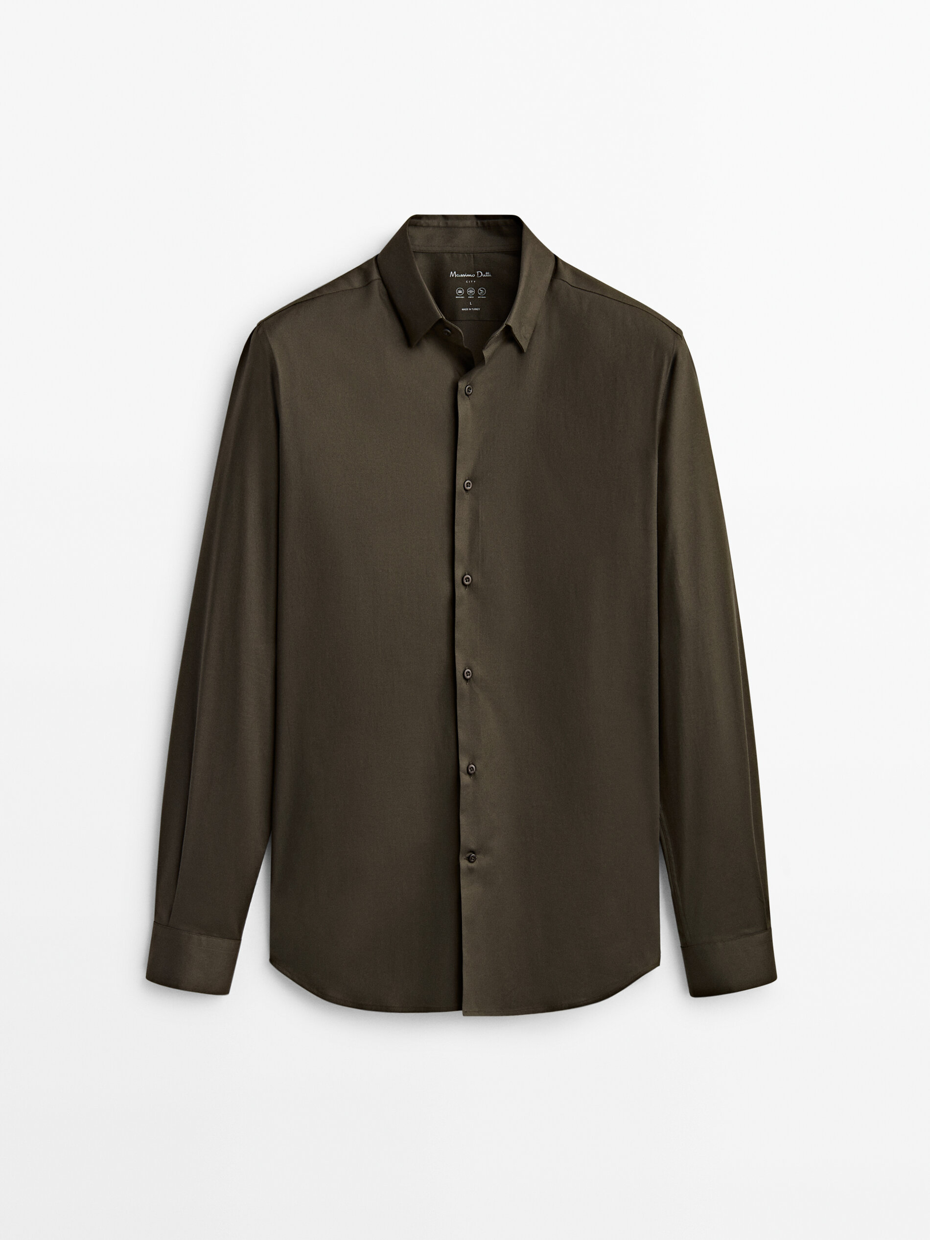 фото Рубашка мужская massimo dutti 00166380507 хаки m