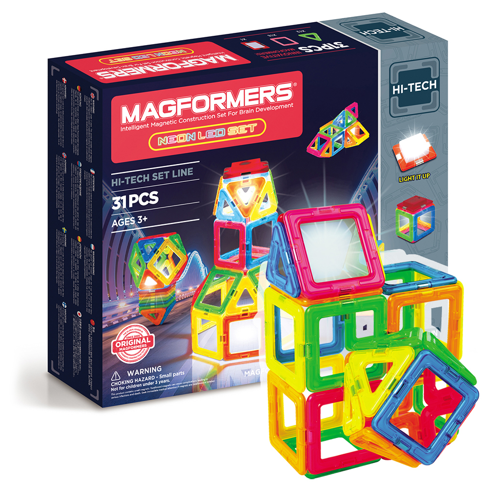

Конструктор магнитный Magformers Neon Led set, 31 деталь, с 3 лет