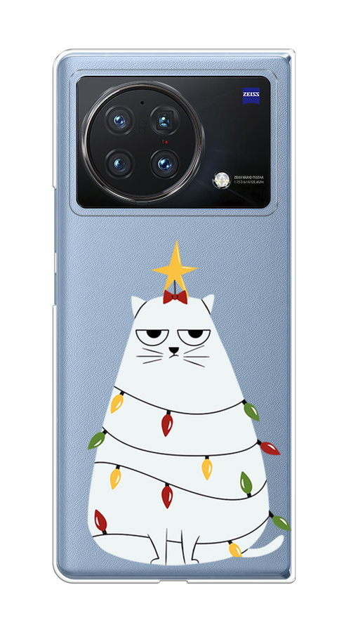 

Чехол на Vivo X Fold "Котик в гирлянде", Белый;красный;желтый, 266750-1