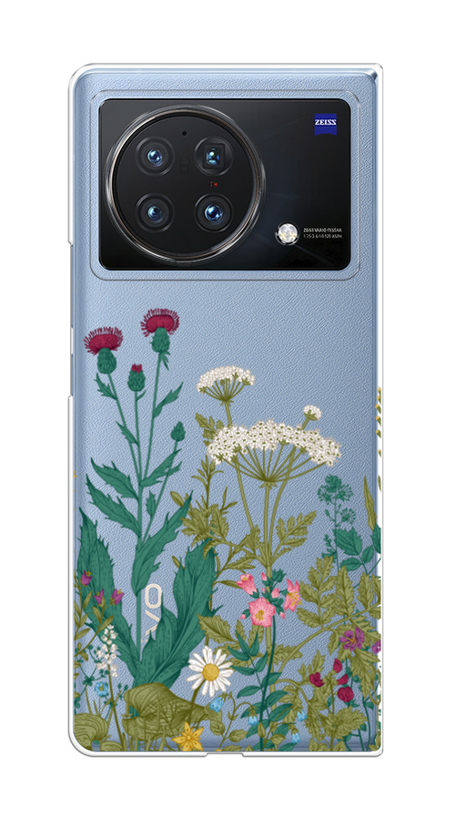 

Чехол на Vivo X Fold "Дикие полевые цветы", Зеленый;розовый;белый, 266750-2
