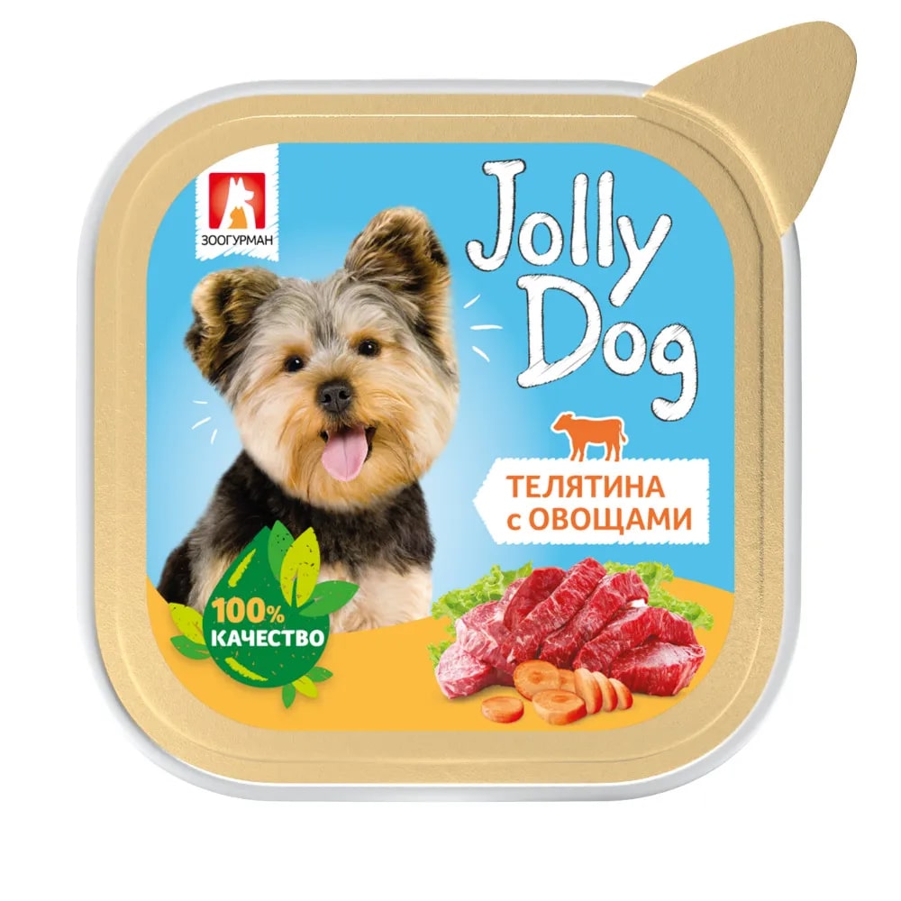 Консервы для собак Зоогурман Jolly Dog, телятина с овощами, 100 г