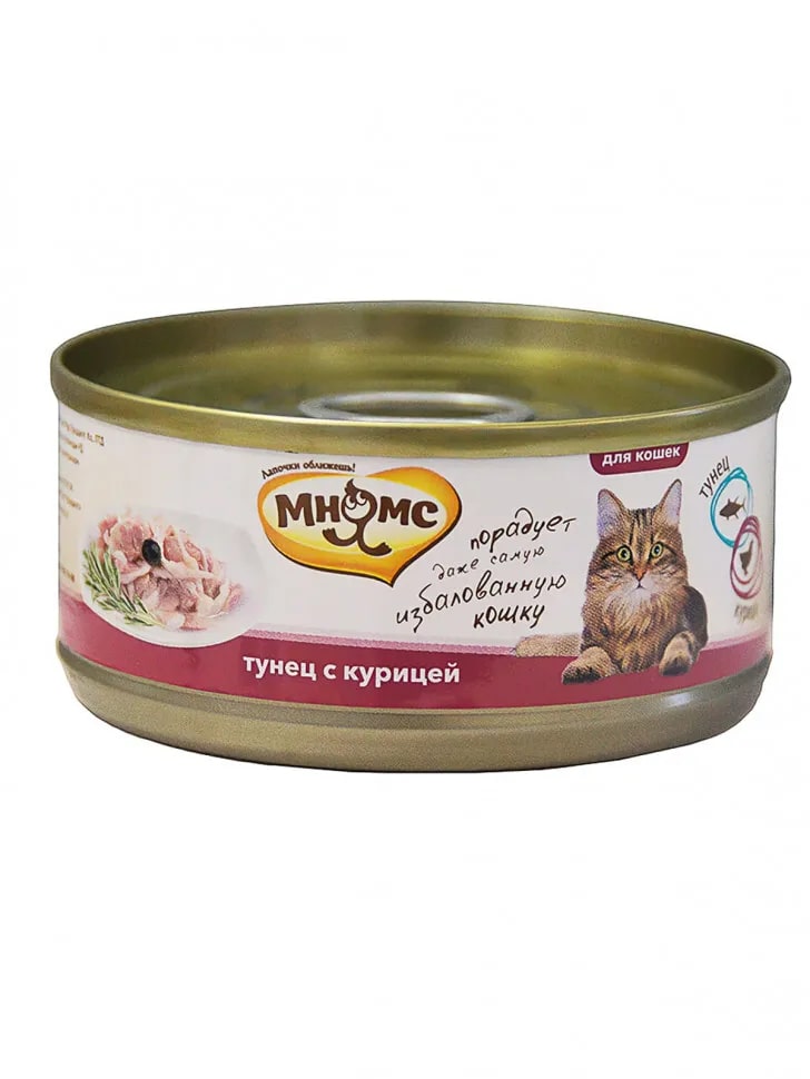 

Консервы для кошек Мнямс, тунец с курицей в желе, 70 г, Деликатес