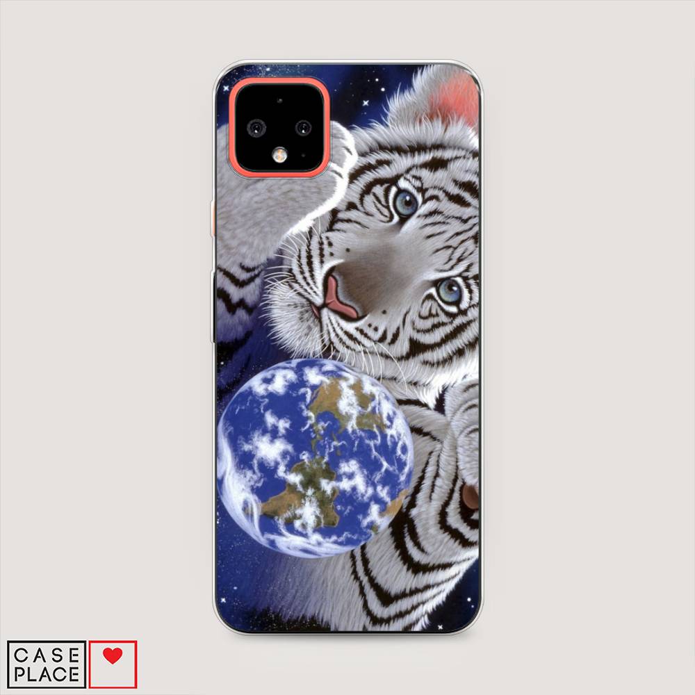 

Чехол на Google Pixel 4 XL "Тигренок и Земля", Синий;белый;черный, 270550-1