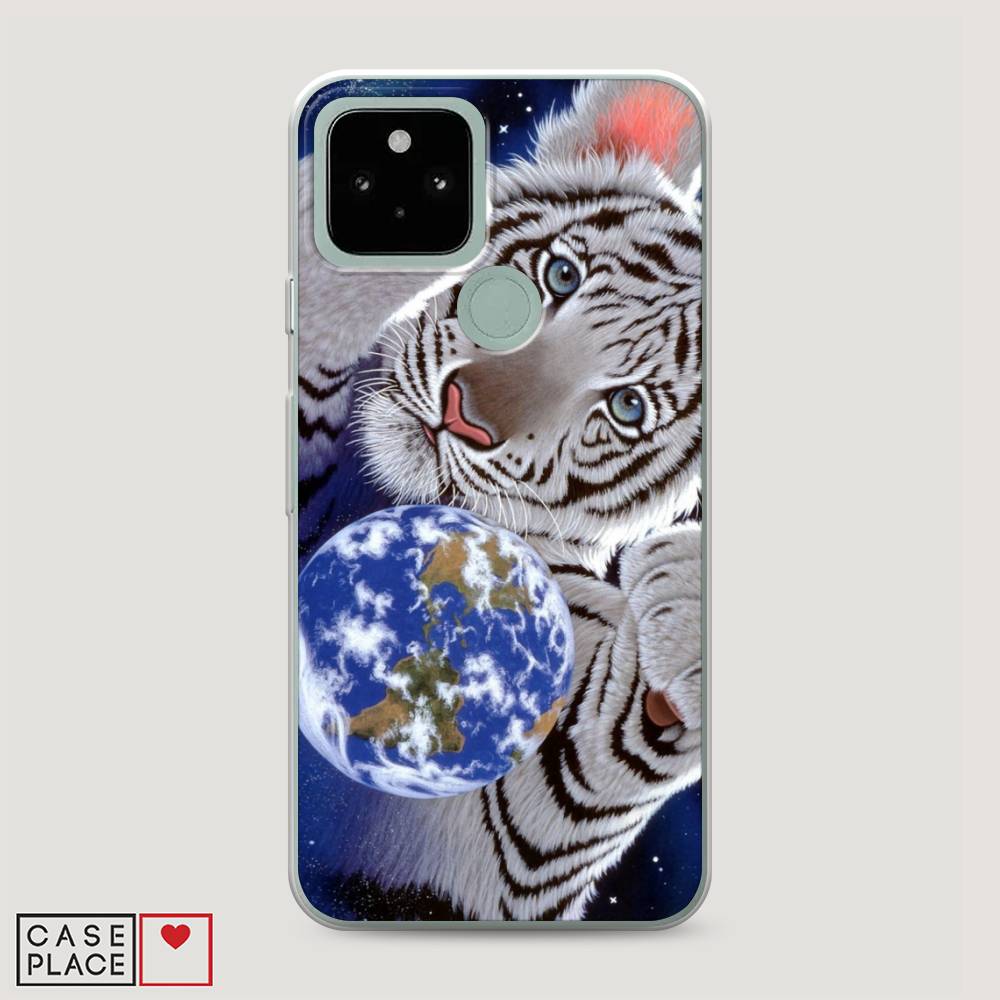 

Чехол на Google Pixel 5 "Тигренок и Земля", Синий;белый;черный, 270750-1