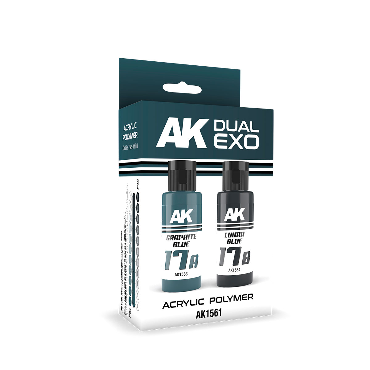 

Набор красок AK Interactive Dual Exo - 17A графитово-синий 17B лунно-голубой AK1561, Графитово-синий и лунно-голубой