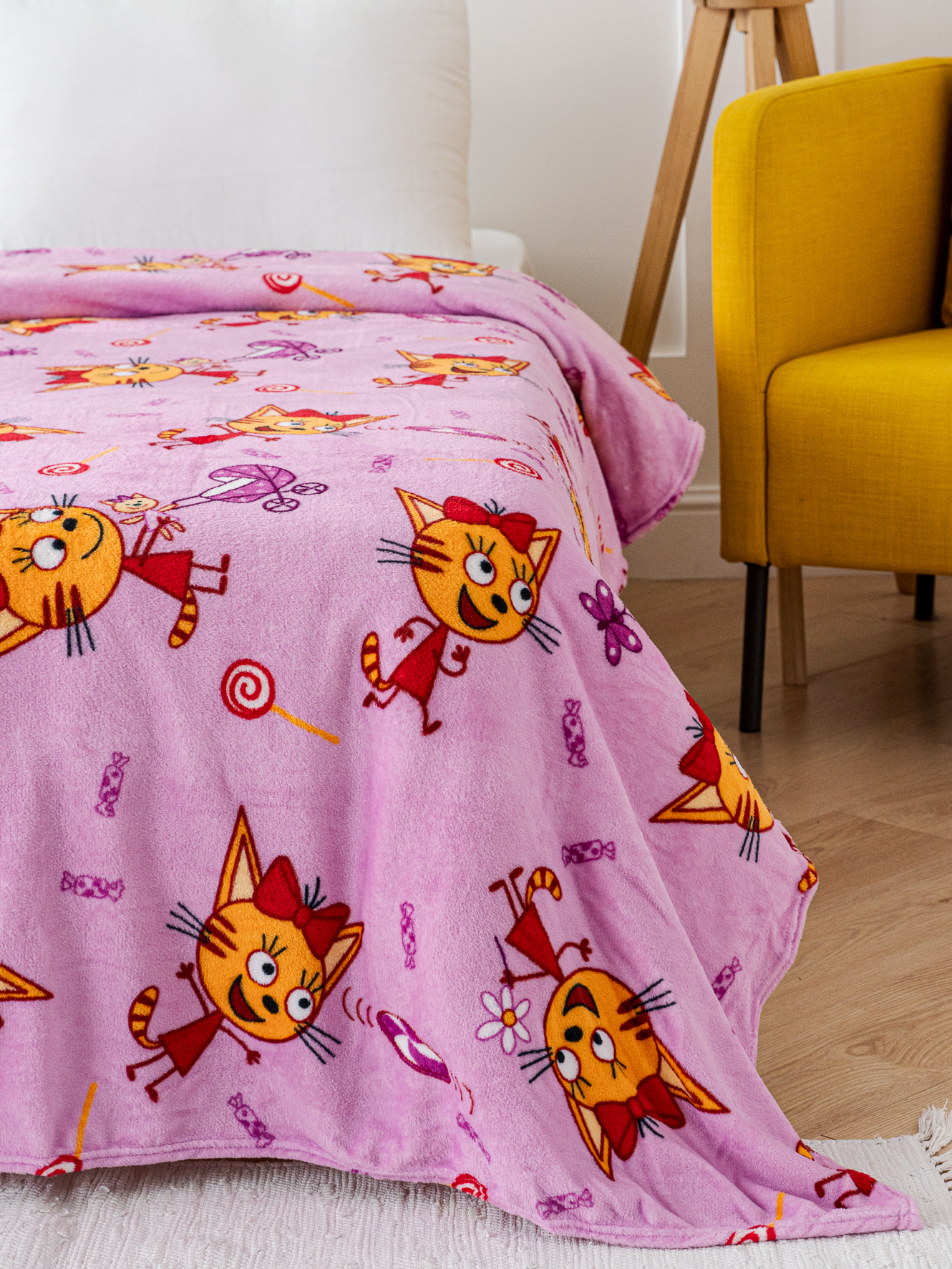 Плед Павлинка Три Кота Карамелька 150х100, розовый