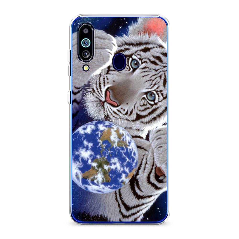

Чехол на Samsung Galaxy M40 "Тигренок и Земля", Синий;белый;черный, 28750-1