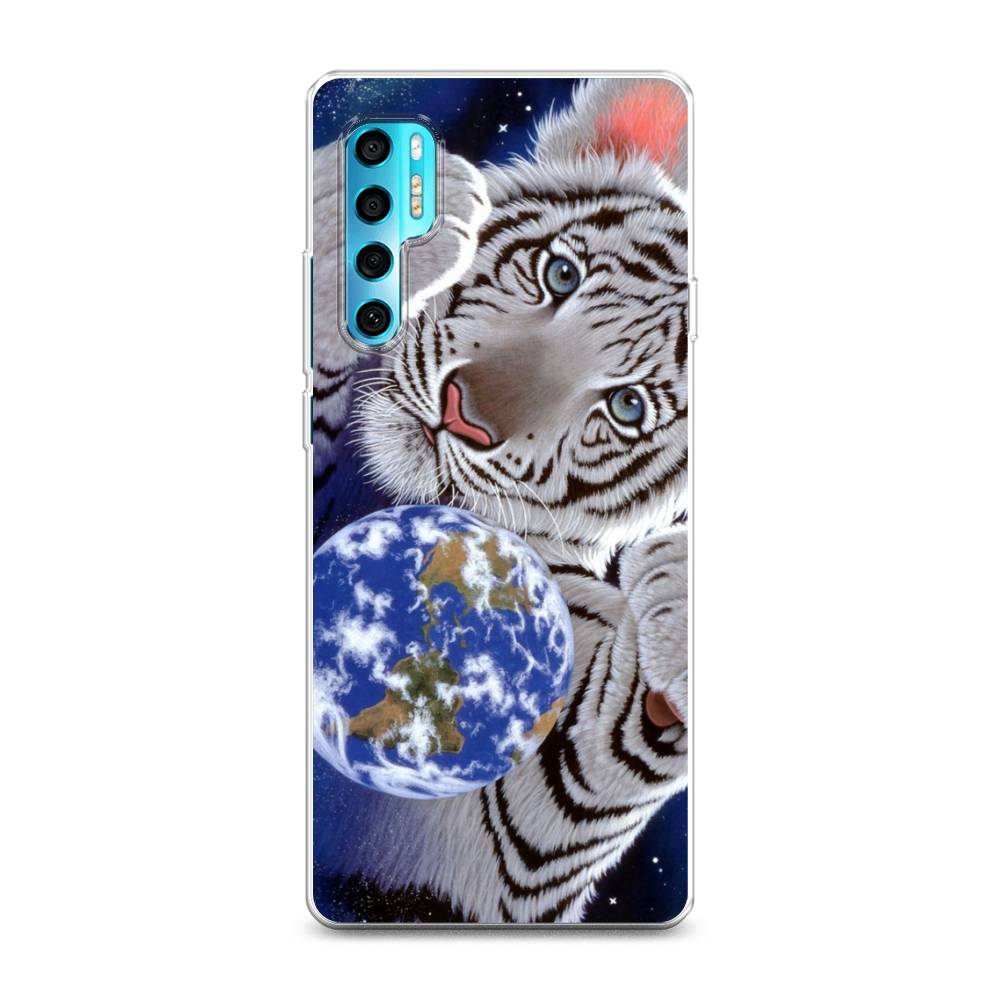 

Чехол на TCL 20 Pro 5G "Тигренок и Земля", Синий;белый;черный, 290850-1