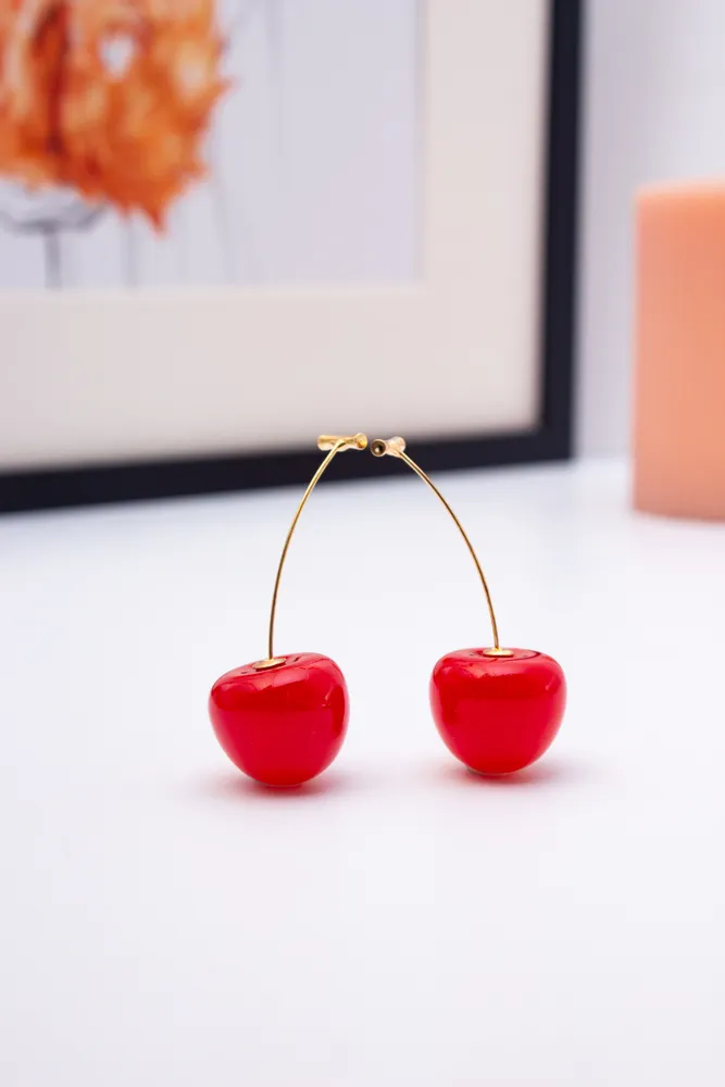 Серьги джекеты из бижутерного сплава Plush Story Вишни пластик 350₽