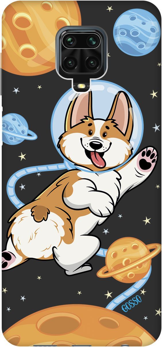 

Чехол на Xiaomi Redmi Note 9s "CosmoCorgi" черный, Черный;коричневый, 2646