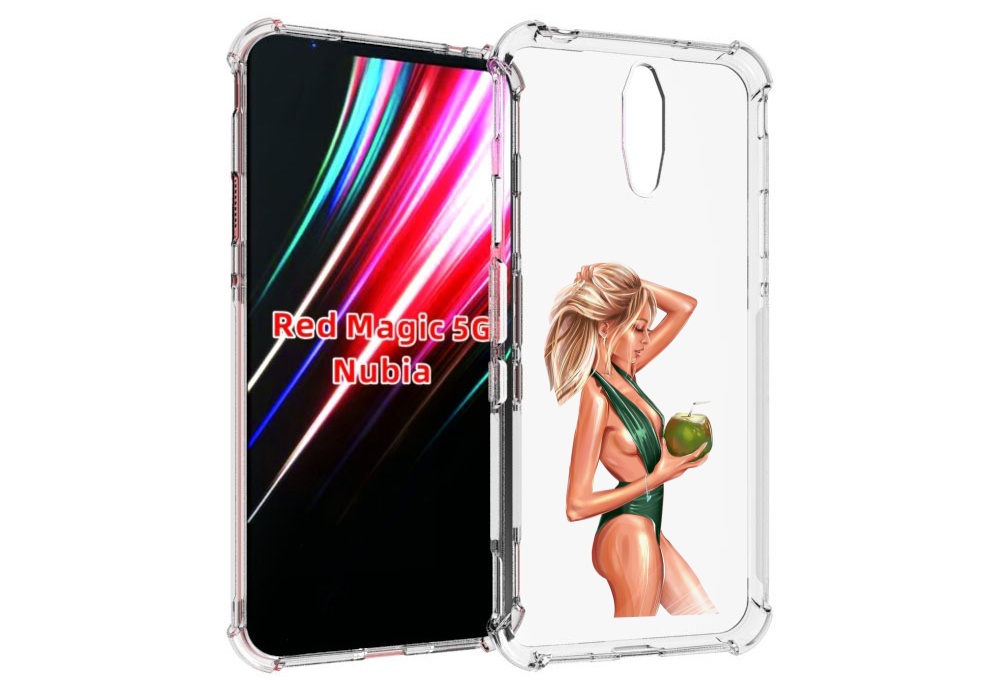 Чехол MyPads девушка-с-кокосом-в-зеленом-купальнике женский для ZTE Nubia Red Magic 1 5G