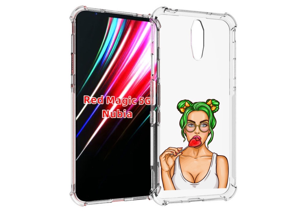

Чехол MyPads девушка-с-чупачупсом-в-виде-сердца женский для ZTE Nubia Red Magic 1 5G, Прозрачный, Tocco