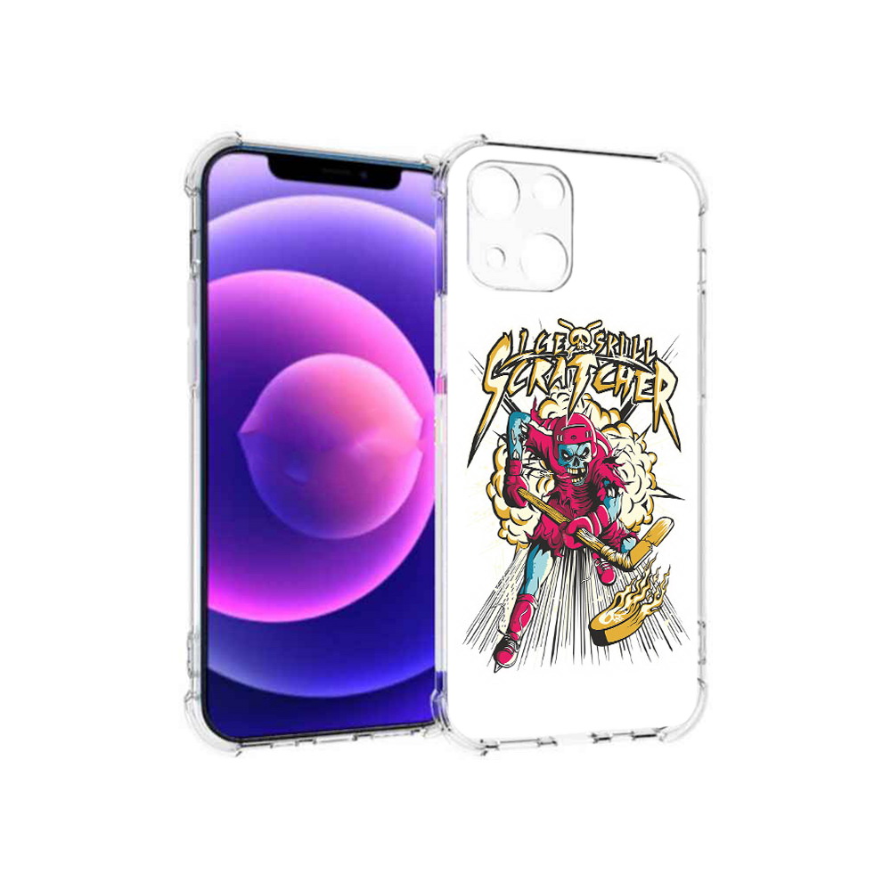 

Чехол MyPads Tocco для Apple iPhone 13 mini нарисованный скелет хоккеист, Прозрачный, Tocco