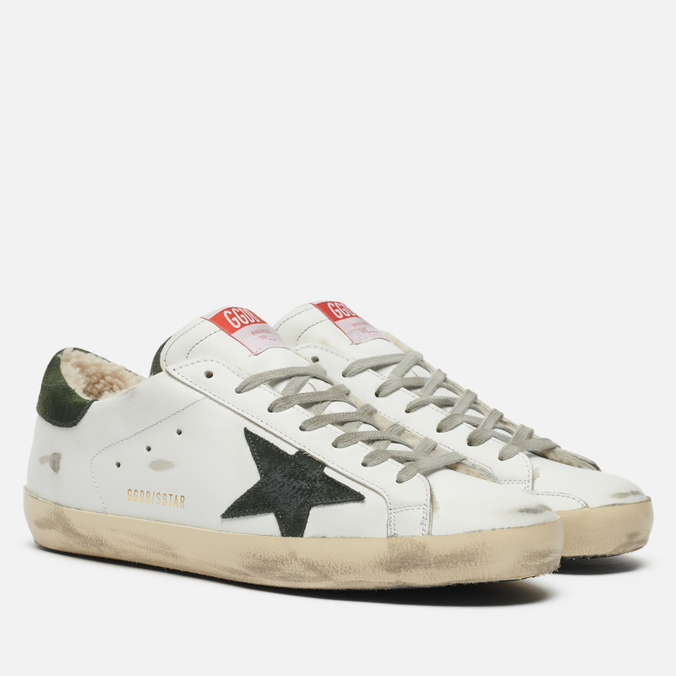 фото Кеды мужские golden goose super-star leather/suede star белые 44 eu