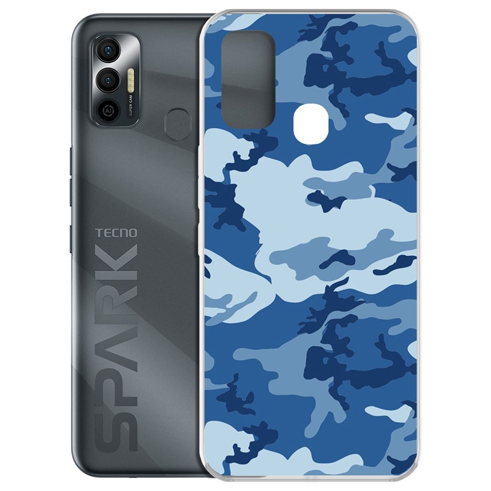 Чехол-накладка Камуфляж синий для TECNO Spark 7