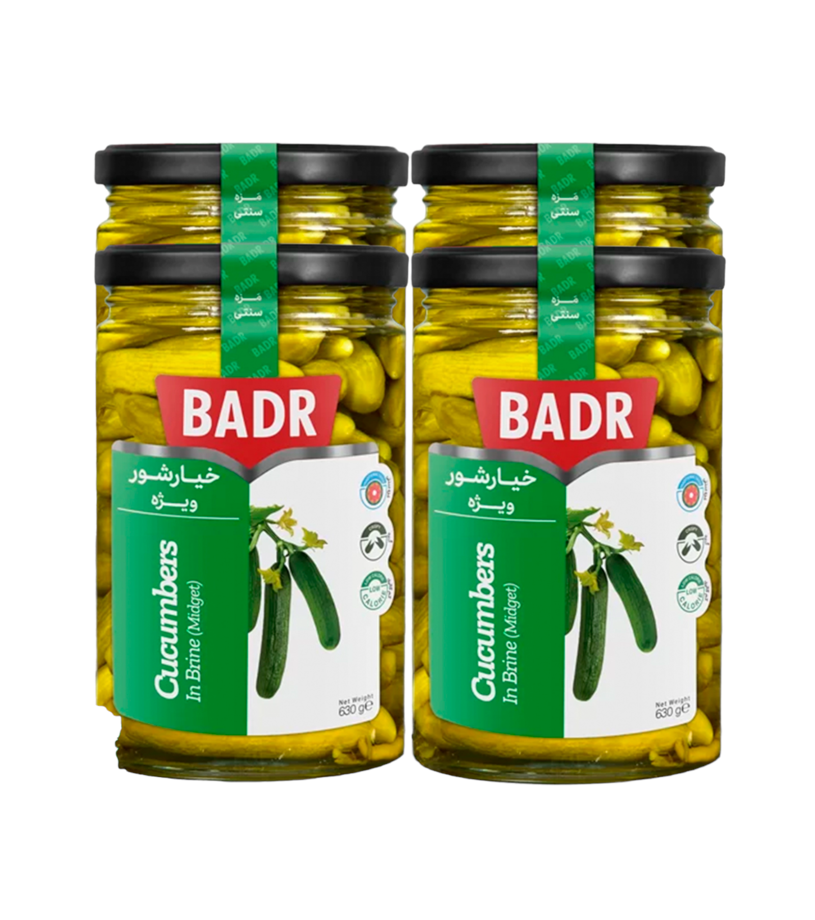 Огурцы корнишоны в рассоле Badr Средние, 4 шт по 630 г