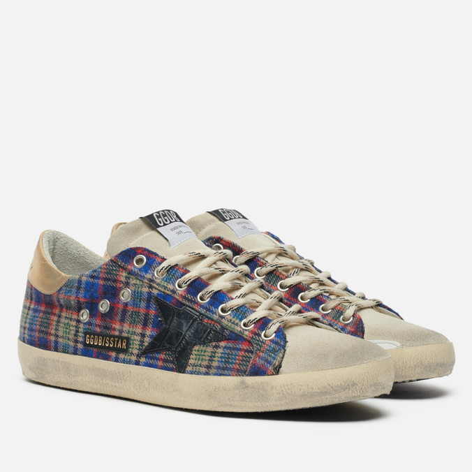 фото Кеды мужские golden goose super-star check tartan quarter suede синие 42 eu