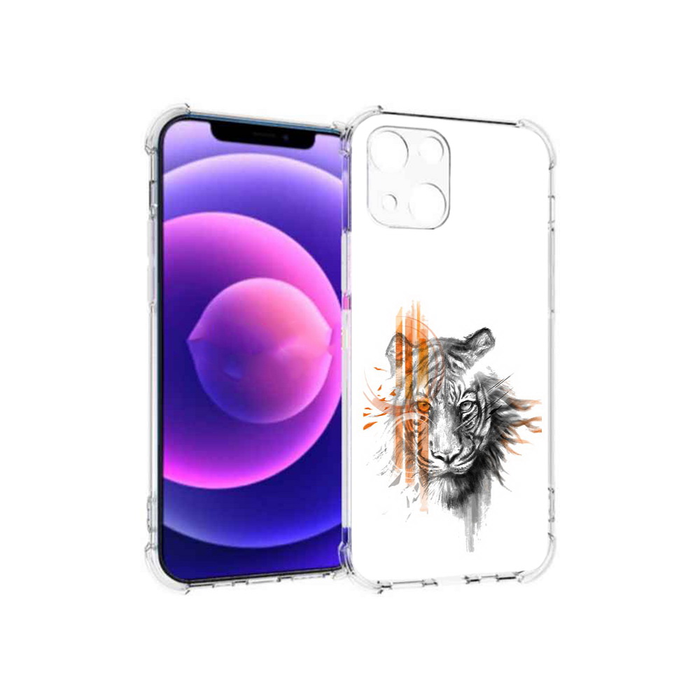 

Чехол MyPads Tocco для Apple iPhone 13 mini огненный тигр (PT162959.608.526), Прозрачный, Tocco