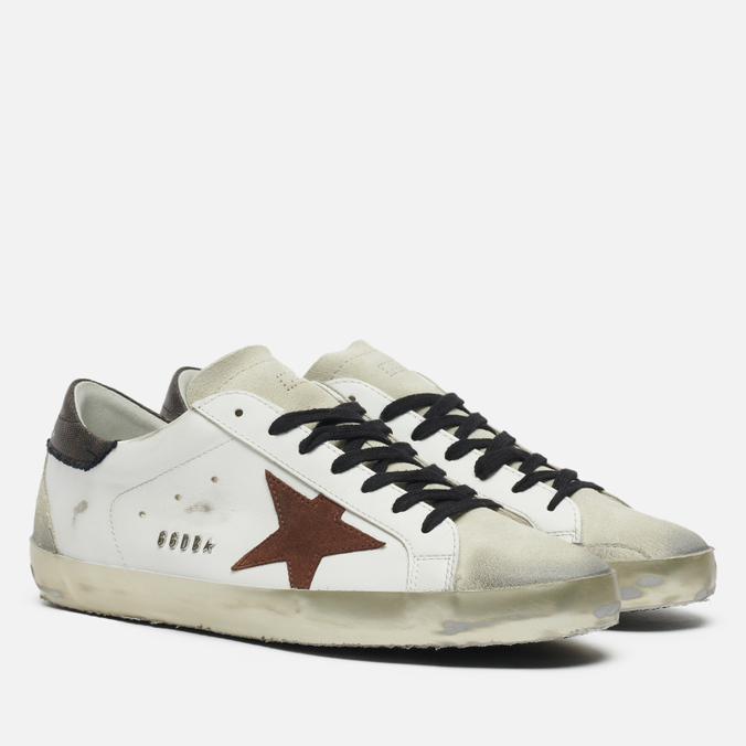 фото Кеды мужские golden goose super-star leather/suede star белые 44 eu