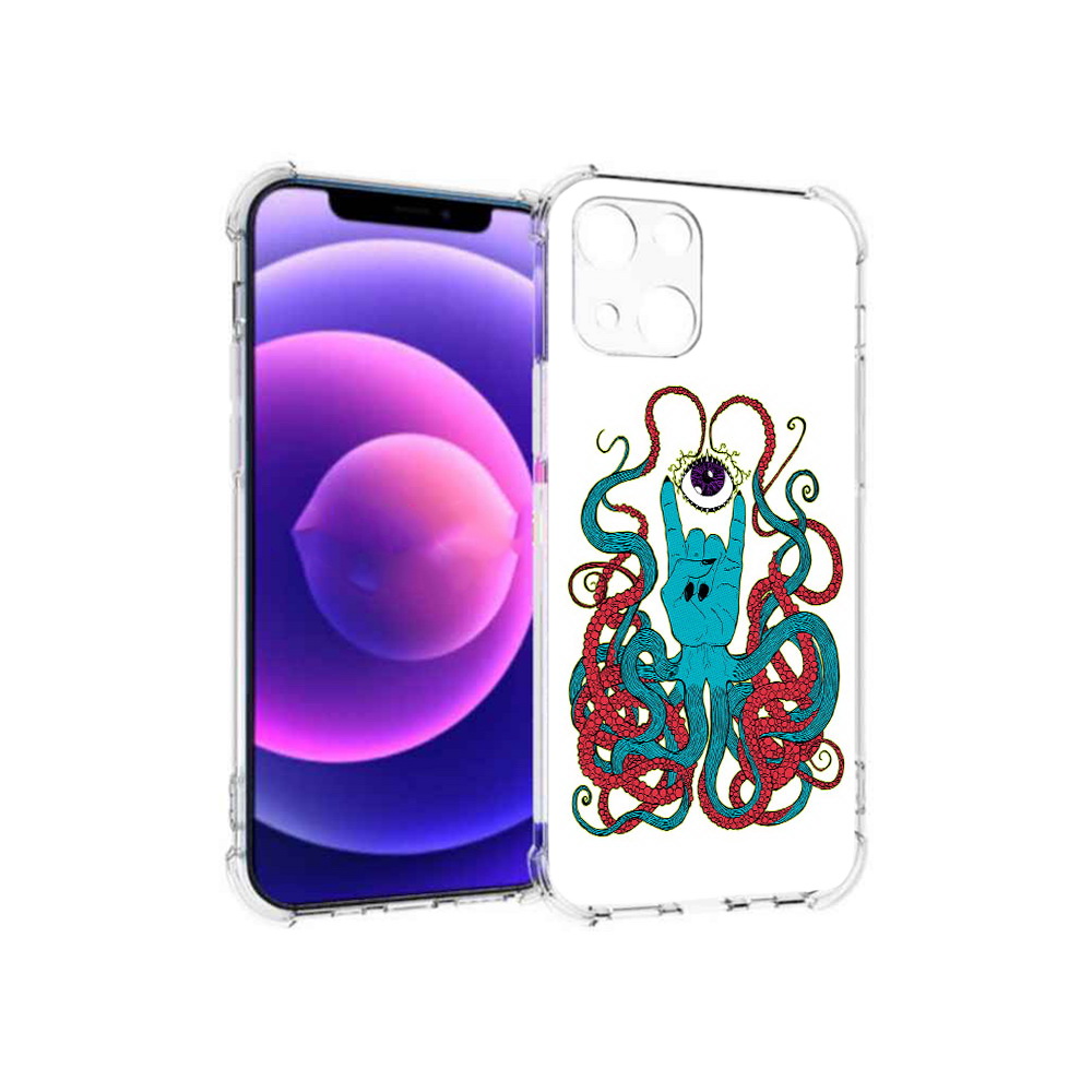

Чехол MyPads Tocco для Apple iPhone 13 mini осьминог-рука абстракция (PT162959.608.530), Прозрачный, Tocco