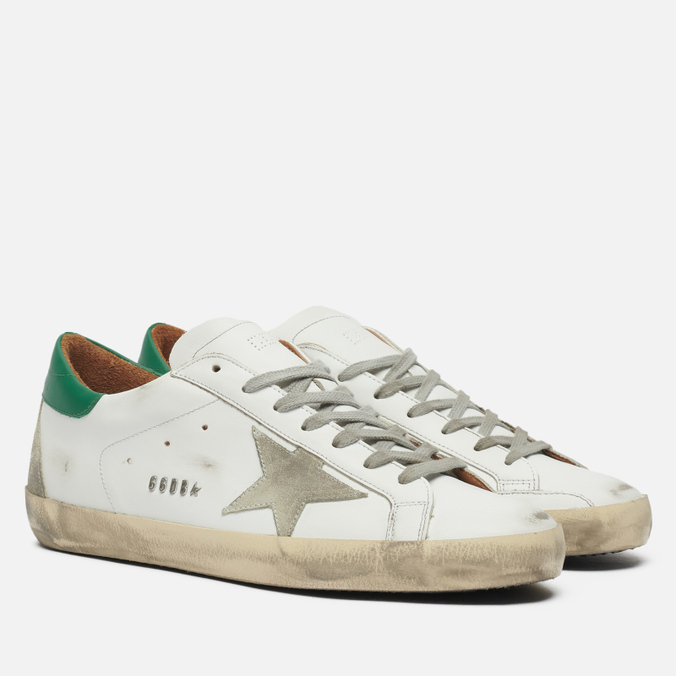 фото Кеды мужские golden goose super-star leather/suede star белые 45 eu