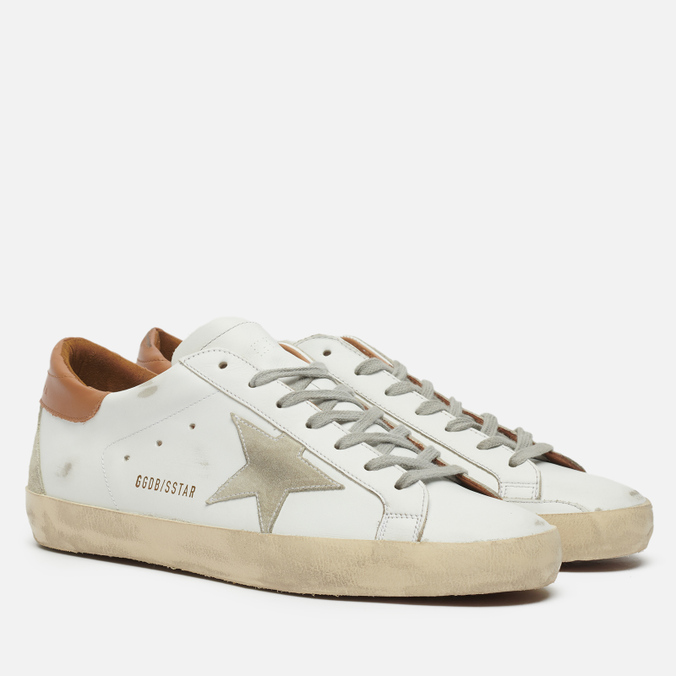 фото Кеды мужские golden goose super-star leather/suede star белые 46 eu