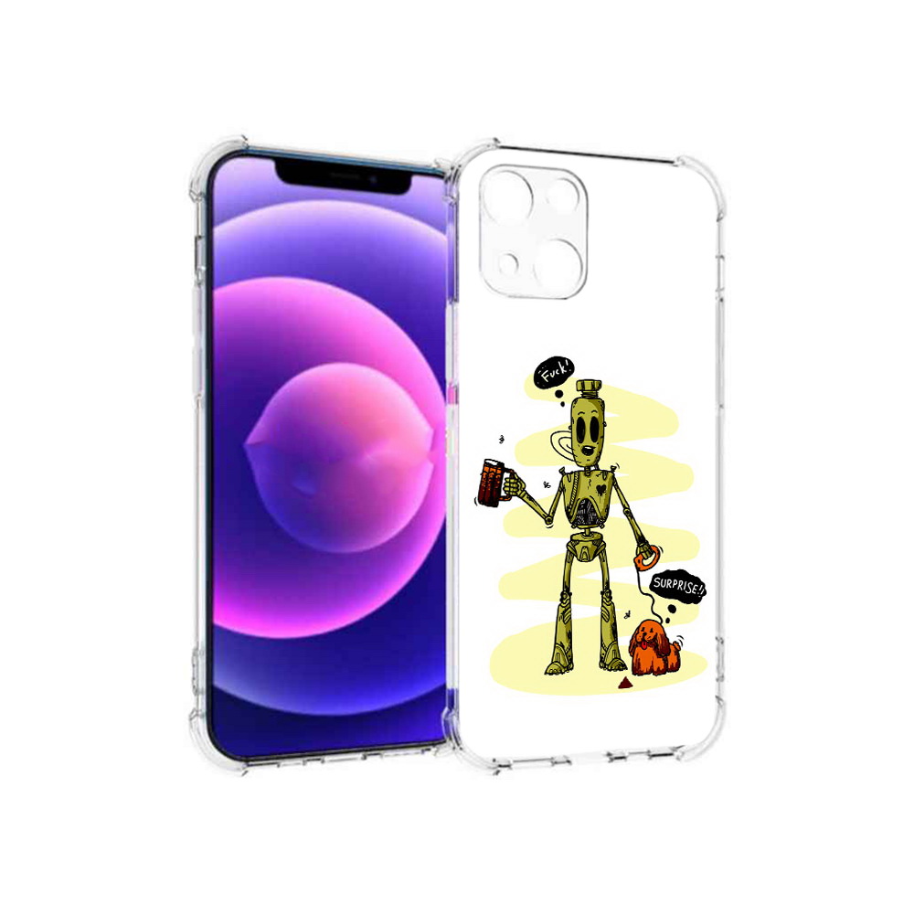 

Чехол MyPads Tocco для Apple iPhone 13 mini прикольный робот (PT162959.608.557), Прозрачный, Tocco