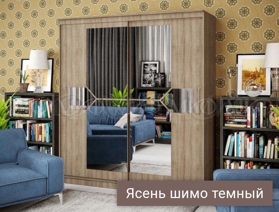 

Шкаф-купе Элегант Ясень Шимо темный, Коричневый, Шкаф-купе_Elegant_ шимо темный