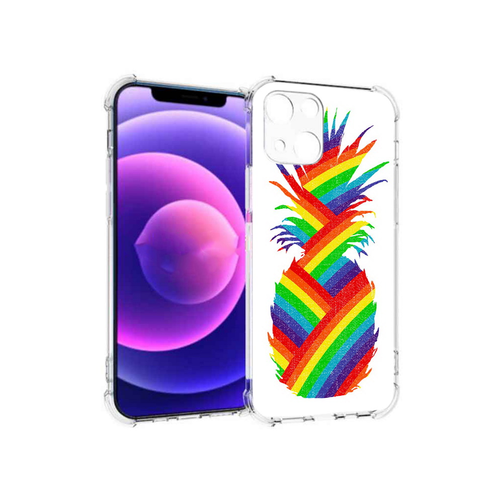 

Чехол MyPads Tocco для Apple iPhone 13 mini радужный ананас (PT162959.608.566), Прозрачный, Tocco