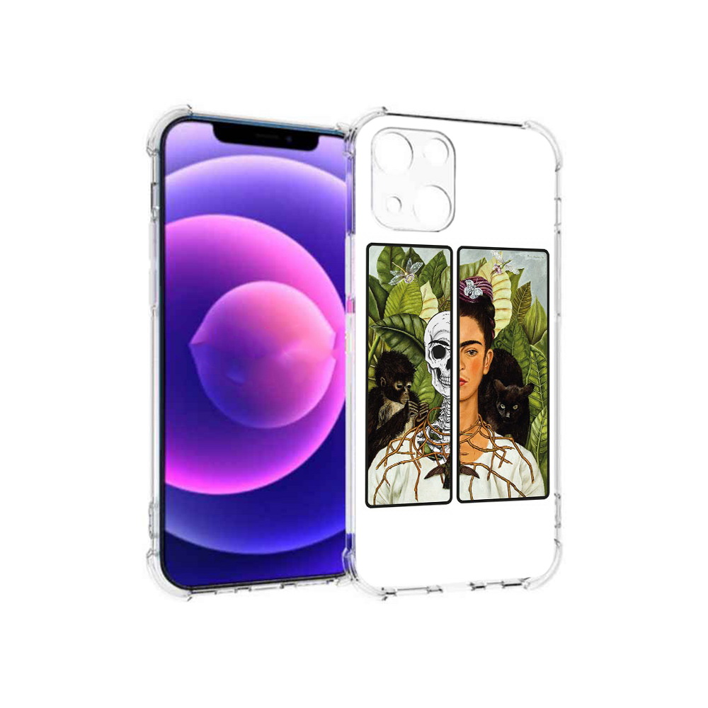 

Чехол MyPads Tocco для Apple iPhone 13 mini сдвоенная картинка девушка скелет, Прозрачный, Tocco