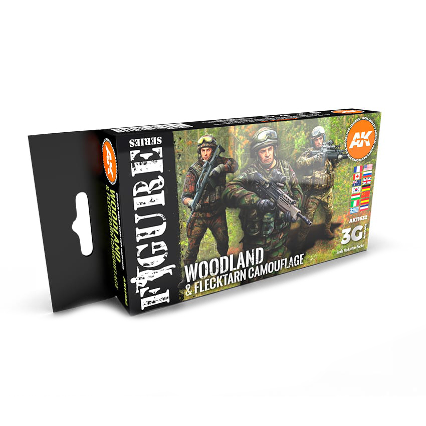 фото Набор красок ak interactive "камуфляж woodland & flecktarn" ak11632