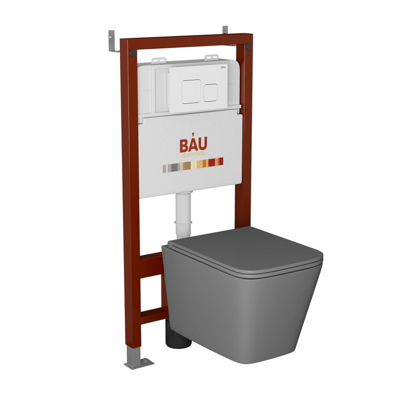 Комплект BAU 6 в 1: инсталляция BAU PRO,унитаз подвесной Hurricane-2,сиденье,клавиша инсталляция tece
