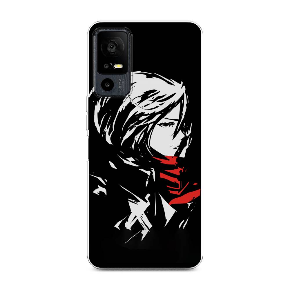 

Чехол на TCL 40R 5G "Микаса минимализм", Черный;серый;бордовый, 291250-4