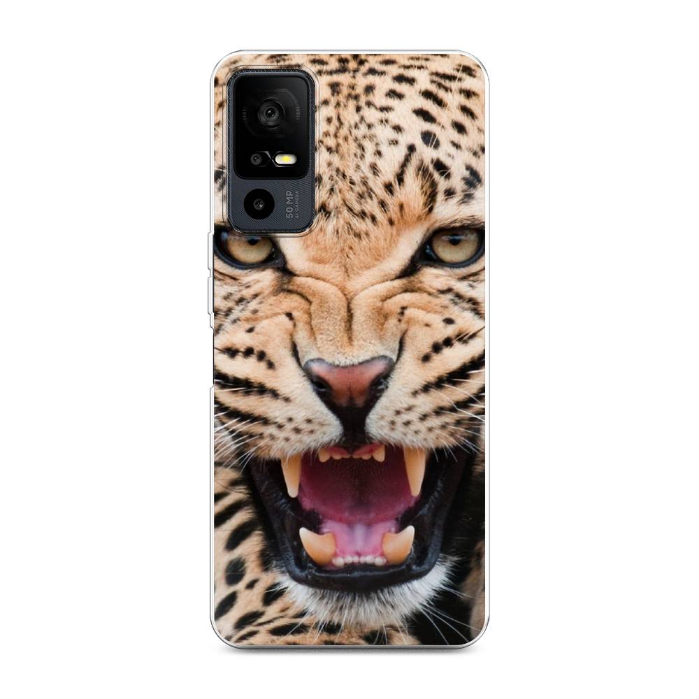 

Чехол на TCL 40R 5G "Леопард 3d", Бежевый;черный, 291250-6