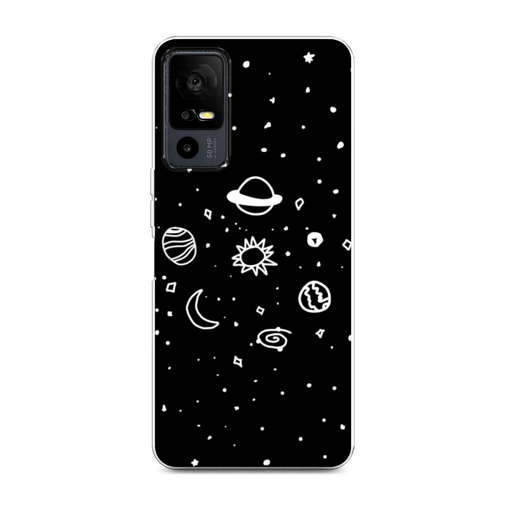 

Чехол на TCL 40R 5G "Дудл солнечной системы", Бежевый;серый, 291250-2